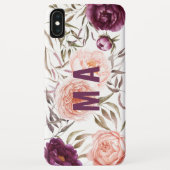 Lila + pfirsichfarbenes Blumenfallmonogramm Case-Mate iPhone Hülle (Rückseite)