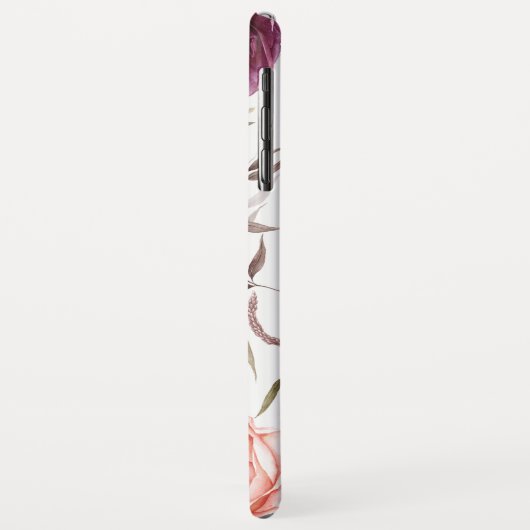 Lila + pfirsichfarbenes Blumenfallmonogramm Case-Mate iPhone Hülle (Hinten/Links)