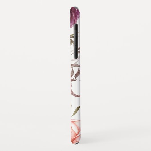 Lila + pfirsichfarbenes Blumenfallmonogramm Case-Mate iPhone Hülle (Hinten/Links)