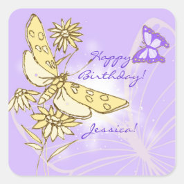 Lila Pfirsichklemme Quadratischer Aufkleber