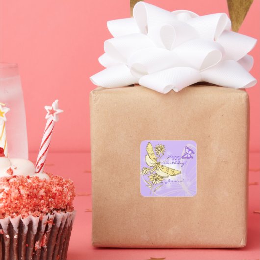 Lila Pfirsichklemme Quadratischer Aufkleber (Party)