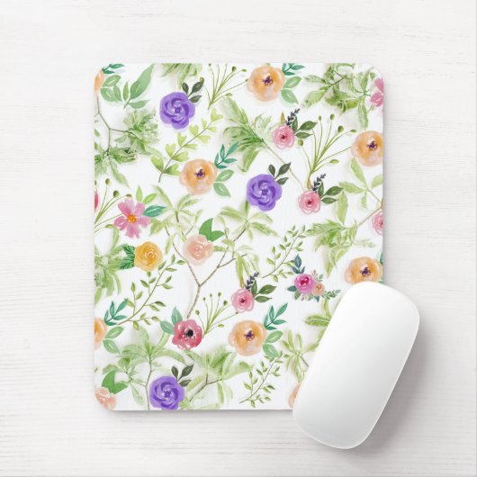 Lila Pfirsichrosa Blume Grüne Mousepad (Mit Mouse)