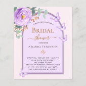 Lila Pfirsichschmetterlinge Bridal Dusche Einladun (Vorderseite)