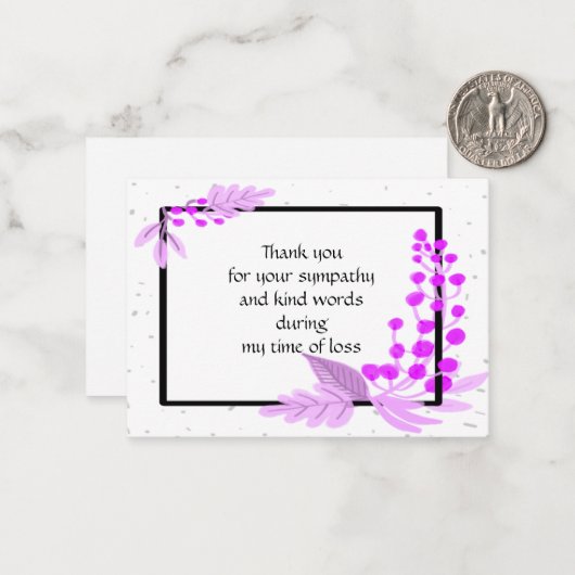 Lila Pflanze auf dem Schwarzen Rahmen dank Karte (Vorderseite/Rückseite Beispiel)