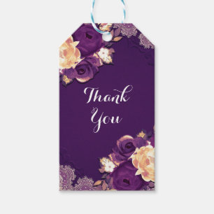 Lila Pflaume Elegante Spitze Floral Land Chic Gesc Geschenkanhänger