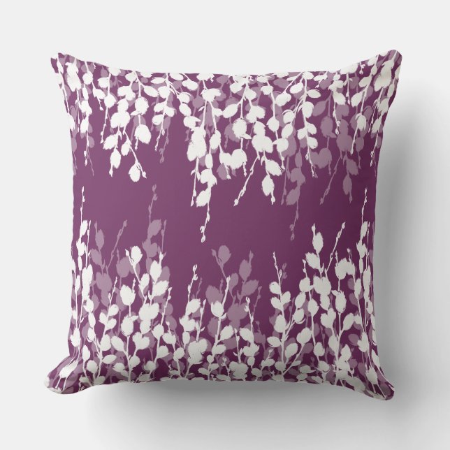 Lila Pflaume Pussywillow Kissen (Vorderseite)