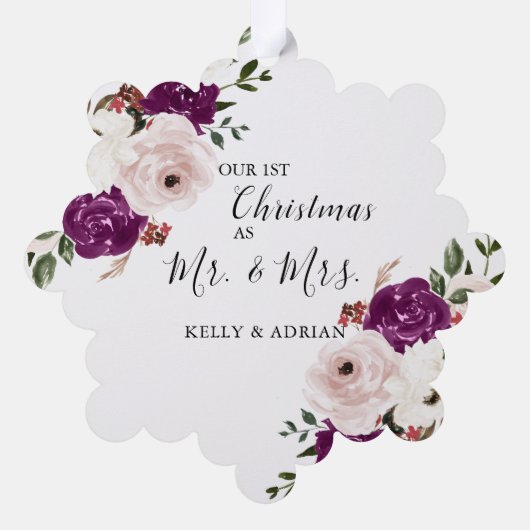 Lila Pflaume Rosa Foto Ornament Karte (Rückseite)