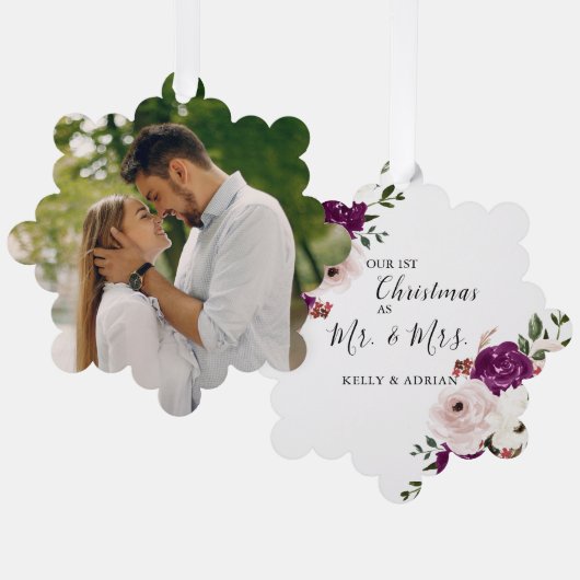 Lila Pflaume Rosa Foto Ornament Karte (Vorderseite/Rückseite)