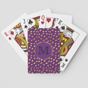 Lila Pflaume und Gold Monogramm Spielkarten