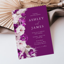Lila Pflaume- und Wasserfarbenhochzeit Einladung