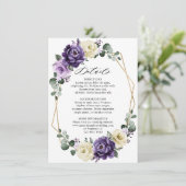 Lila Pflaumen - Elfenbeingold - geometrische Detai Begleitkarte (Stehend Vorderseite)