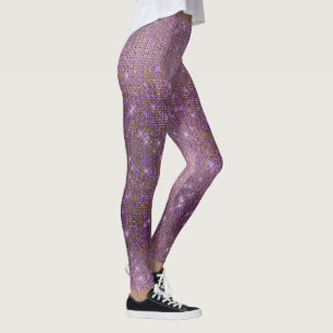 Lila Pflaumen-Goldmetallischer Diamant funkelnd Leggings