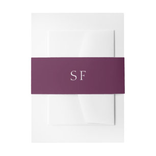 Lila Pflaumen-Monogramm Elegante Herbst-Hochzeit Einladungsbanderole