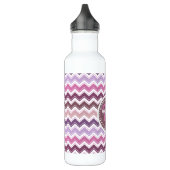 Lila Pflaumen-Zickzack Zickzack-Monogramm Edelstahlflasche (Links)