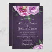 Lila Pflaumenbaumvögel rustikale Hochzeit im Herbs Einladung (Vorne/Hinten)