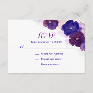 Lila Pflaumenbläserne UAWG Wedding RSVP Karte