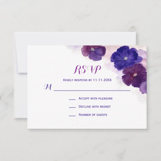 Lila Pflaumenbläserne UAWG Wedding RSVP Karte (Vorderseite)