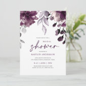 Lila Pflaumenblättriges Brautparty Einladung (Stehend Vorderseite)
