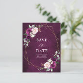 Lila Pflaumenblush-Rose Geometrisch Save the Date  Postkarte (Stehend Vorderseite)