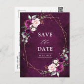 Lila Pflaumenblush-Rose Geometrisch Save the Date  Postkarte (Vorne/Hinten)