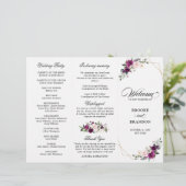 Lila Pflaumenblush-Rose-Hochzeitsprogramm (Stehend Vorderseite)