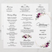 Lila Pflaumenblush-Rose-Hochzeitsprogramm (Vorne/Hinten)