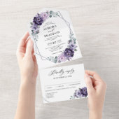 Lila Pflaumenblüten Geometrische Hochzeit All In One Einladung (Abreißen)