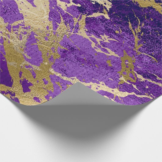 Lila Pflaumengoldmarmor Shiny Metallic Leder VIP Geschenkpapier (Ecke)