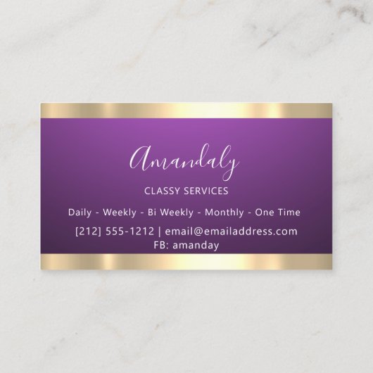 Lila Pflaumengoldnägel, Beruflich Visitenkarte (Rückseite)