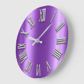 Lila Pflaumengraue Metalle Grau Silber römische Za Große Wanduhr (Winkel)