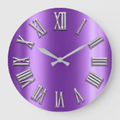 Lila Pflaumengraue Metalle Grau Silber römische Za Große Wanduhr (Vorderseite)