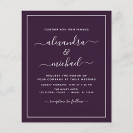 Lila Pflaumenhochzeit mit Foto Einladung F Flyer