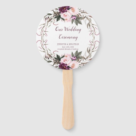 Lila Pflaumenlavender Peonies Greenery ROUND Fans Fächer (Vorderseite)