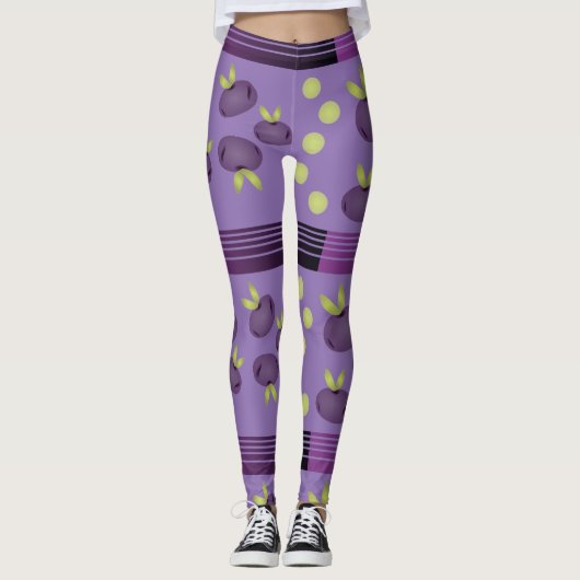 Lila Pflaumenpflanze Leggings (Vorderseite)
