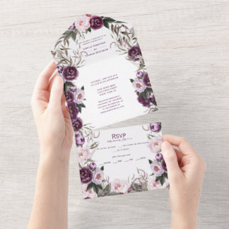Lila Pflaumenpinker Hochzeit | All In One Einladung