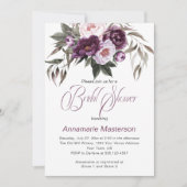 Lila Pflaumenrosa-Erdnüsse-Brautparty Einladung (Vorderseite)