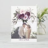 Lila Pflaumenrosa Peonies Foto Danke, Cards Dankeskarte (Stehend Vorderseite)