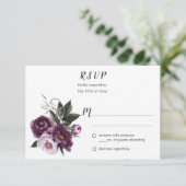 Lila Pflaumenrosa Peonies Grüne UAWG #1 RSVP Karte (Stehend Vorderseite)