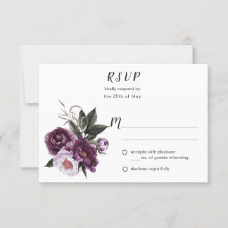 Lila Pflaumenrosa Peonies Grüne UAWG #1 RSVP Karte