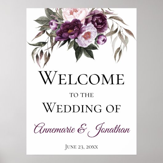 Lila Pflaumenrosa-Peonies Herzlich willkommen bei Poster (Vorne)