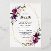 Lila Pflaumenrot Rose Boho Geometric Wedding Folieneinladung (Vorderseite)