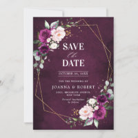 Lila Pflaumenrot Rose Boho Geometric Wedding