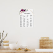 Lila Pflaumenrot Rosen Hochzeitstabelle Poster (Küche)