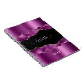 Lila Pflaumenschwarz-Agar-Marmornamenskript Notizblock (Rechte Seite)