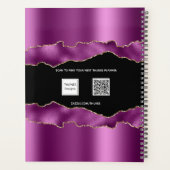 Lila Pflaumenschwarz-agate-Marmornamensskript 2023 Planer (Rückseite)