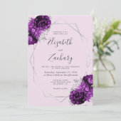 Lila Pflaumensilbe Lilac Hochzeit Einladung (Stehend Vorderseite)