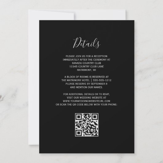Lila Pflaumensilber QR-Code Hochzeit Einladung (Rückseite)