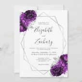 Lila Pflaumensilber, weißer QR-Code Hochzeit Einladung (Vorderseite)