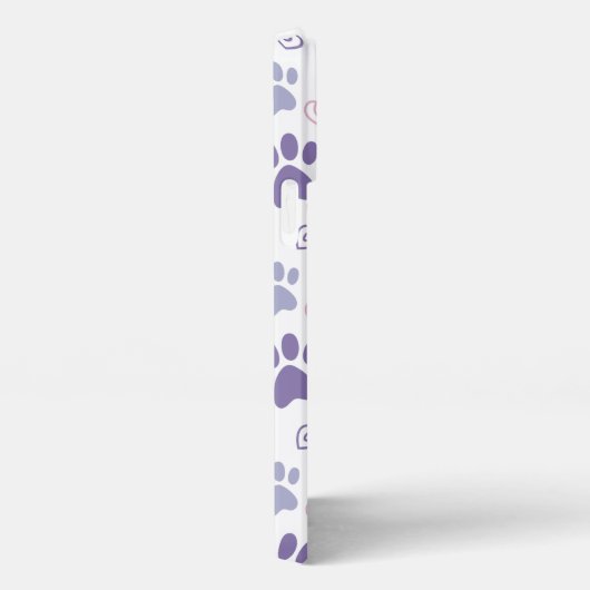 lila Pfote (weiß) Telefonzelle iPhone Hülle (Rechte Seite)