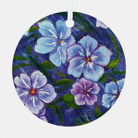 Lila Phlox-Ornament Ornament Aus Metall (Vorderseite)